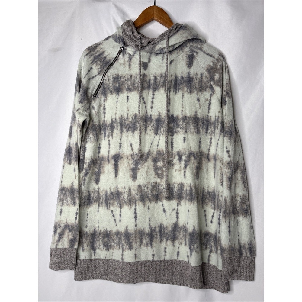 Vanilla Bay Women's L Flannel Pullover Side Shoulder Zip Light Green Gray